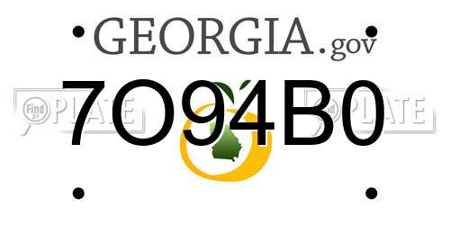7O94B0 Georgia License Plate