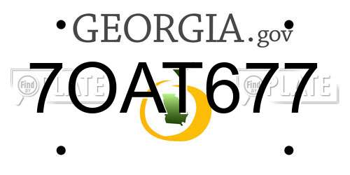 7OAT677 Georgia License Plate