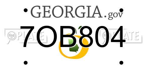 7OB804 Georgia License Plate
