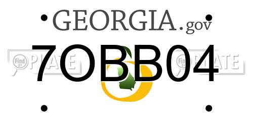 7OBB04 Georgia License Plate