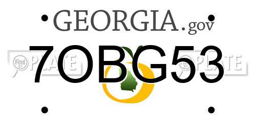 7OBG53 Georgia License Plate