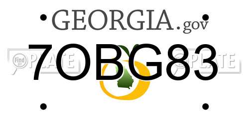 7OBG83 Georgia License Plate