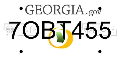 7OBT455 Georgia License Plate