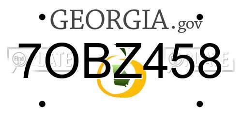 7OBZ458 Georgia License Plate