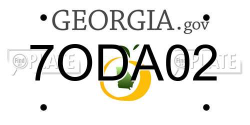 7ODA02 Georgia License Plate