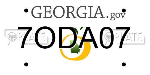 7ODA07 Georgia License Plate