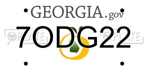 7ODG22 Georgia License Plate