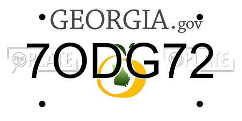 7ODG72 Georgia License Plate