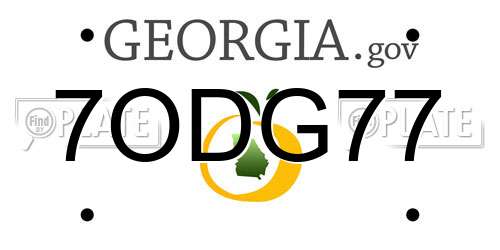 7ODG77 Georgia License Plate