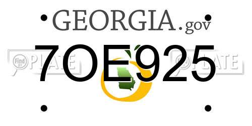 7OE925 Georgia License Plate
