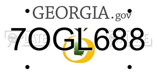 7OGL688 Georgia License Plate