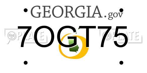 7OGT75 Georgia License Plate