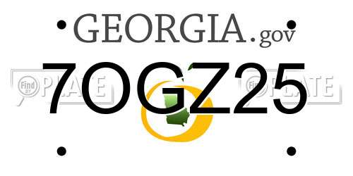 7OGZ25 Georgia License Plate