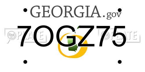 7OGZ75 Georgia License Plate