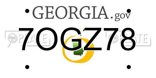 7OGZ78 Georgia License Plate