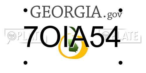 7OIA54 Georgia License Plate