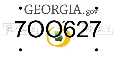 7OO627 Georgia License Plate