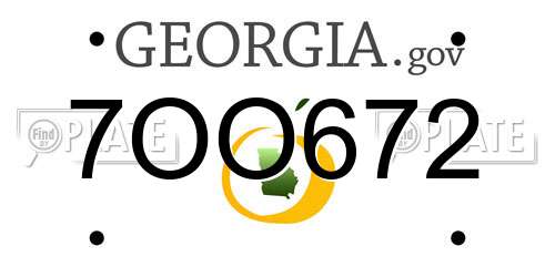 7OO672 Georgia License Plate