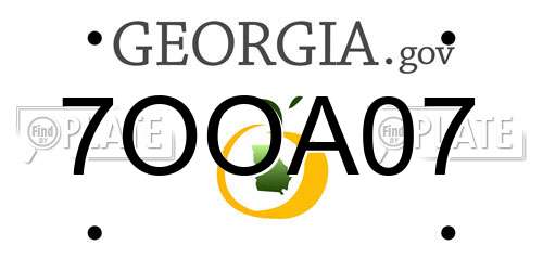 7OOA07 Georgia License Plate