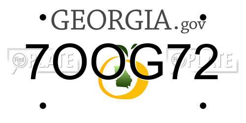 7OOG72 Georgia License Plate