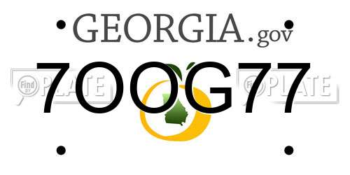 7OOG77 Georgia License Plate