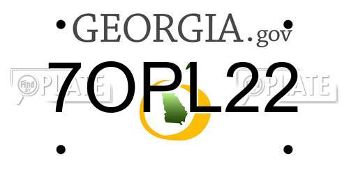7OPL22 Georgia License Plate