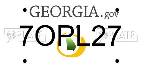 7OPL27 Georgia License Plate
