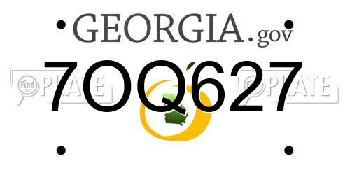 7OQ627 Georgia License Plate