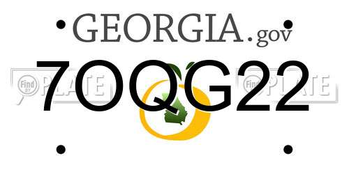 7OQG22 Georgia License Plate