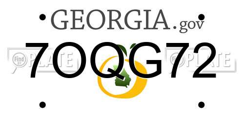 7OQG72 Georgia License Plate