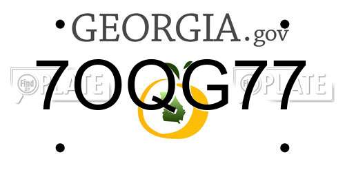 7OQG77 Georgia License Plate