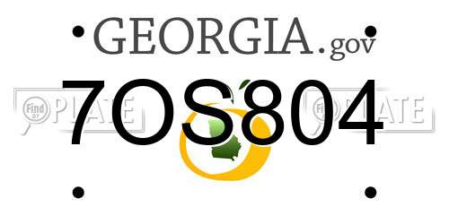 7OS804 Georgia License Plate