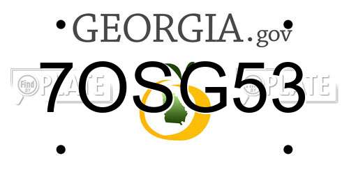 7OSG53 Georgia License Plate