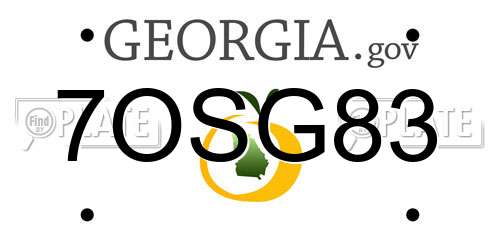 7OSG83 Georgia License Plate