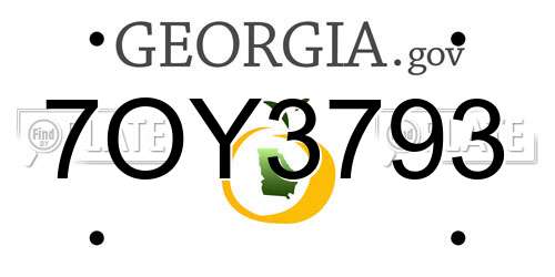 7OY3793 Georgia License Plate