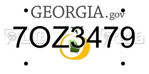 7OZ3479 Georgia License Plate