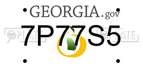 7P77S5 Georgia License Plate