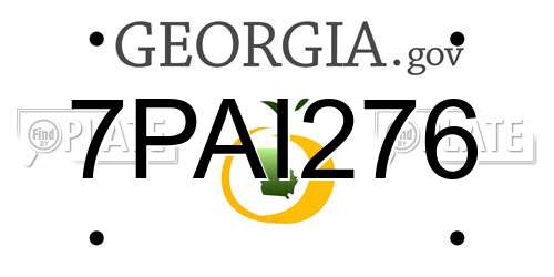 7PAI276 Georgia License Plate