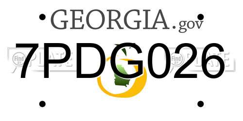 7PDG026 Georgia License Plate