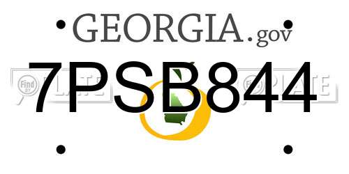7PSB844 Georgia License Plate