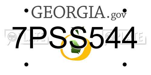 7PSS544 Georgia License Plate