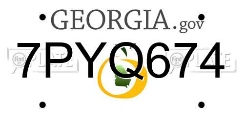7PYQ674 Georgia License Plate