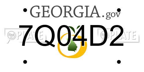7Q04D2 Georgia License Plate