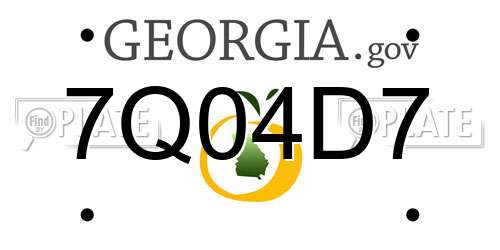 7Q04D7 Georgia License Plate