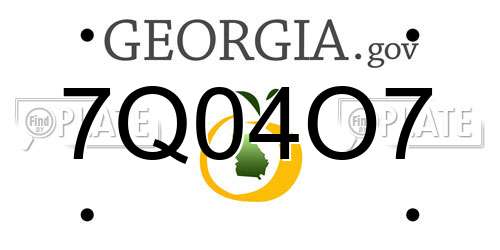 7Q04O7 Georgia License Plate
