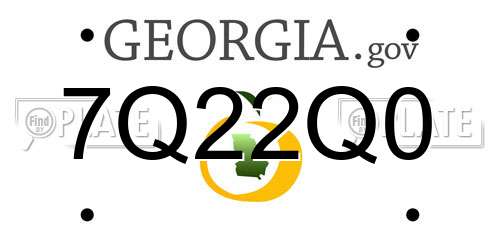 7Q22Q0 Georgia License Plate