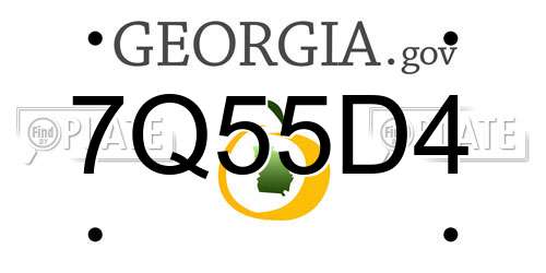7Q55D4 Georgia License Plate