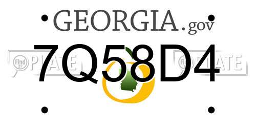 7Q58D4 Georgia License Plate