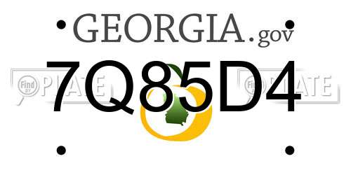 7Q85D4 Georgia License Plate