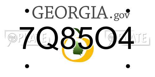 7Q85O4 Georgia License Plate